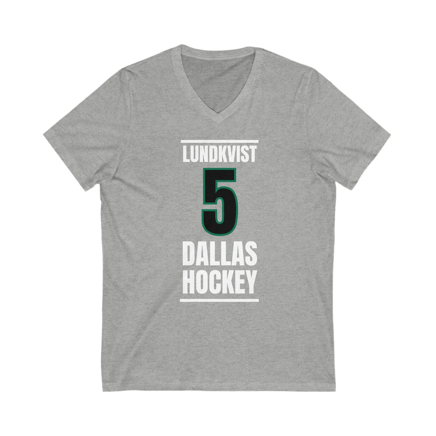 Lundkvist 5 Dallas Hockey Black Vertical Design Unisex V-Neck Tee