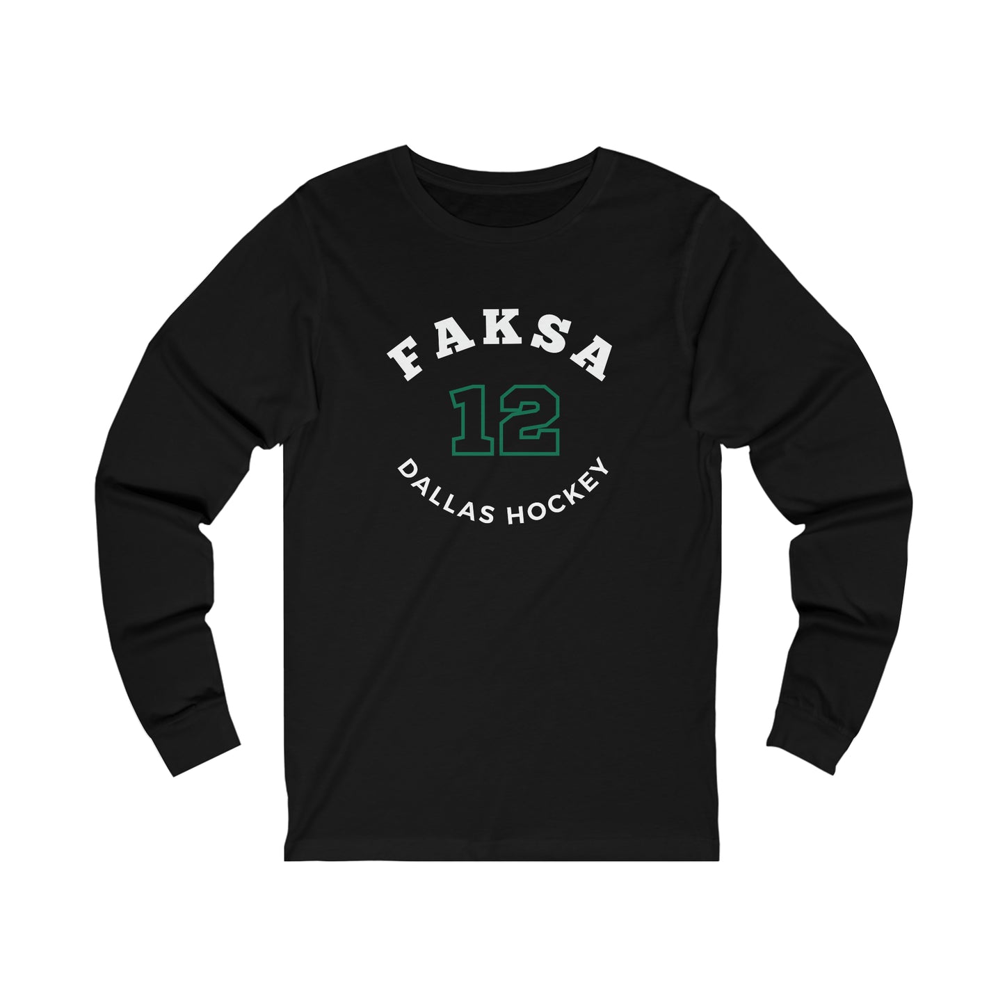 Faksa 12 Dallas Hockey Number Arch Design Unisex Jersey Long Sleeve Shirt