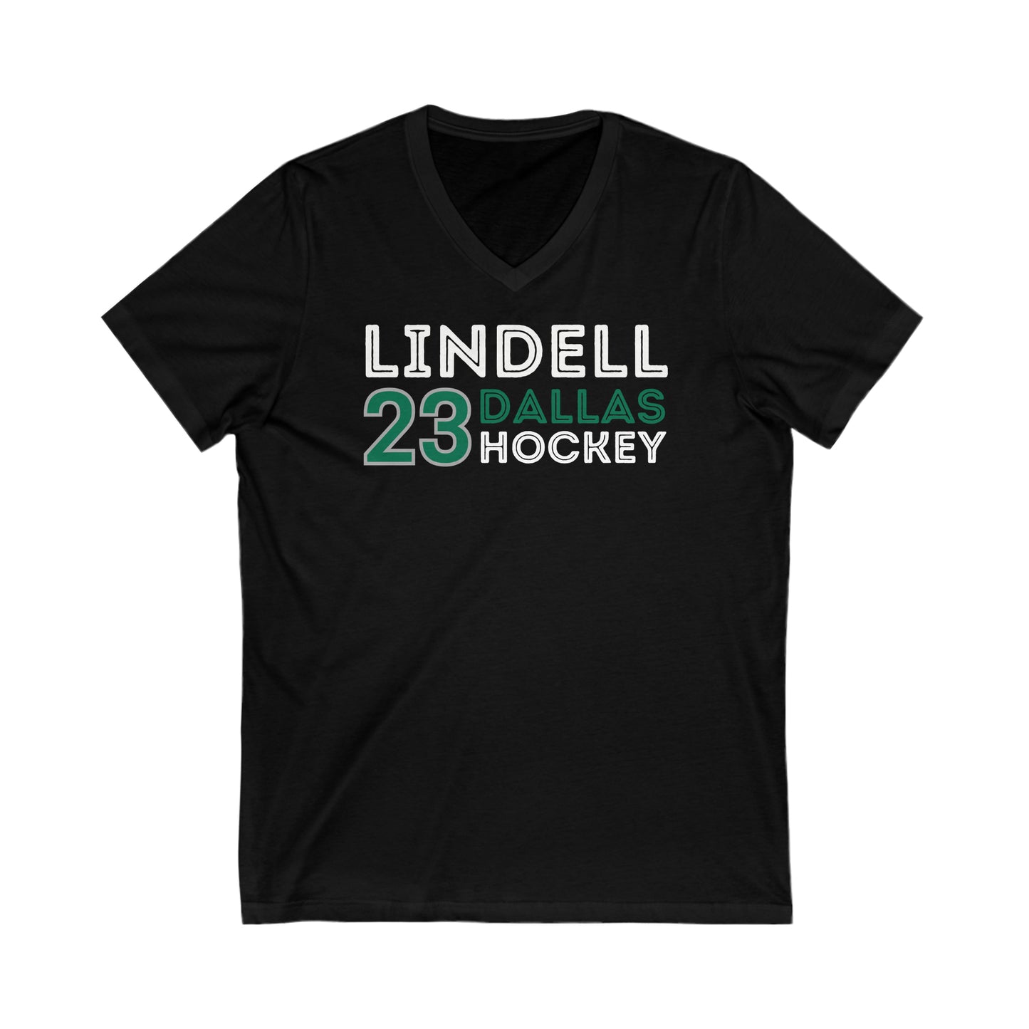 Lindell 23 Dallas Hockey Grafitti Wall Design Unisex V-Neck Tee