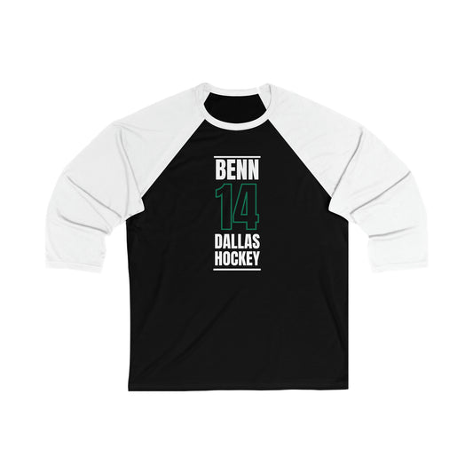 Benn 14 Dallas Hockey Black Vertical Design Unisex Tri-Blend 3/4 Sleeve Raglan Baseball Shirt