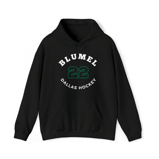 Blumel 22 Dallas Hockey Number Arch Design Unisex Hooded Sweatshirt