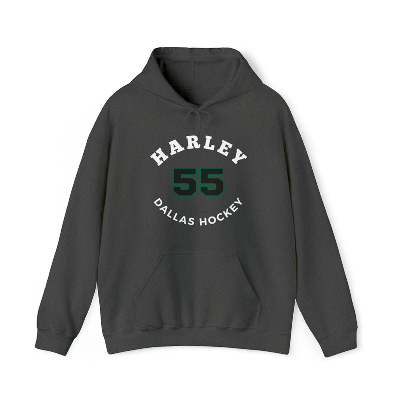 Harley 55 Dallas Hockey Number Arch Design Unisex Hooded Sweatshirt