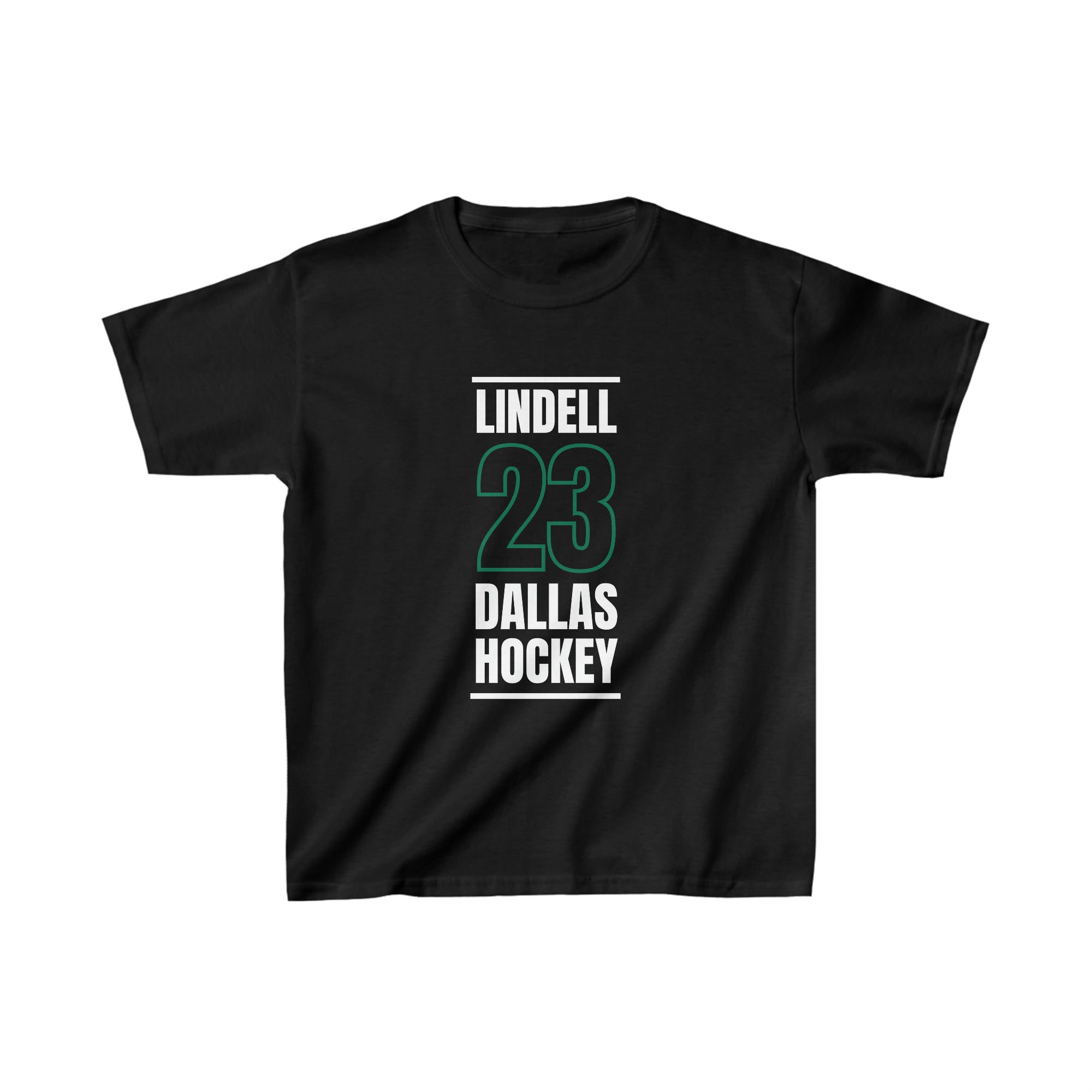 Lindell 23 Dallas Hockey Black Vertical Design Kids Tee