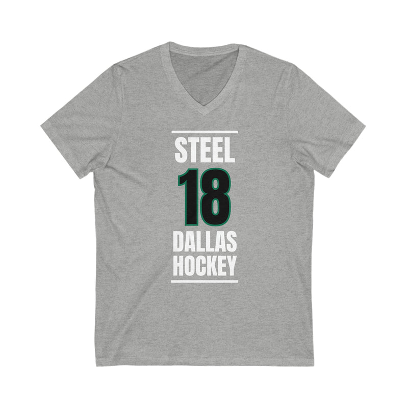 Steel 18 Dallas Hockey Black Vertical Design Unisex V-Neck Tee