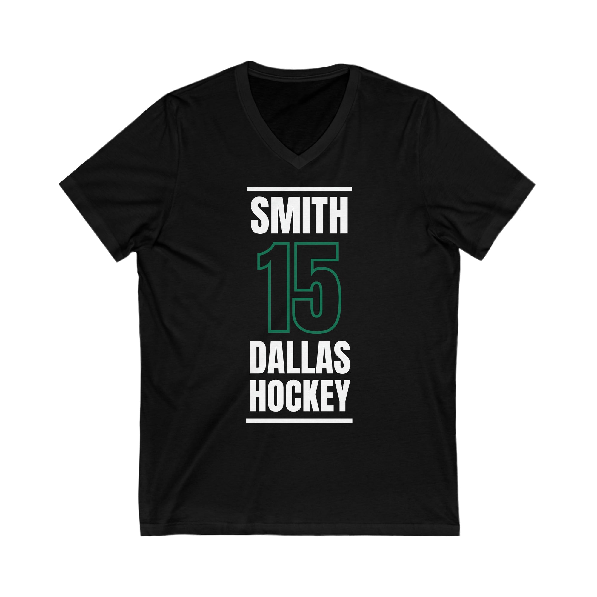 Smith 15 Dallas Hockey Black Vertical Design Unisex V-Neck Tee