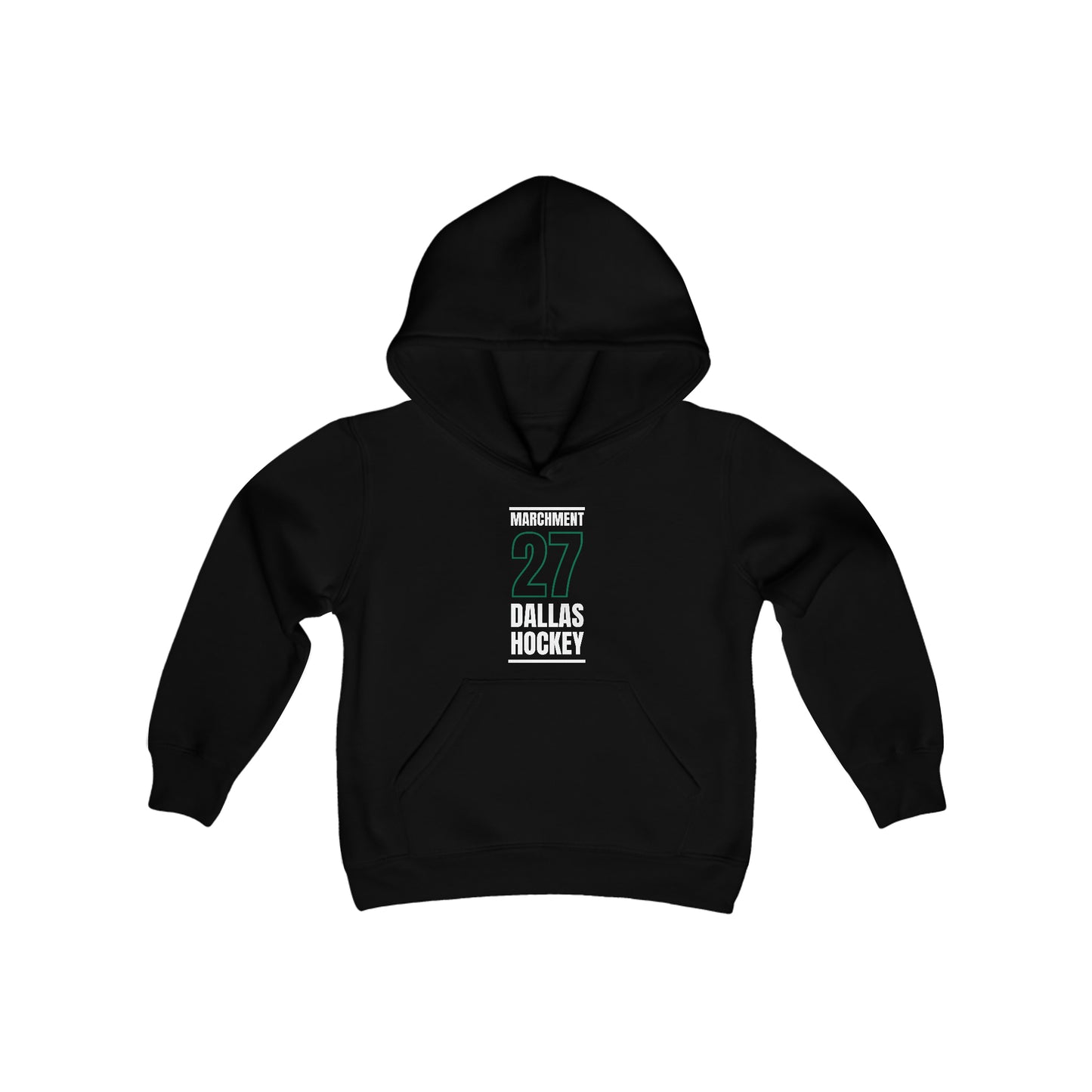 Marchment 27 Dallas Hockey Black Vertical Design Youth Hooded Sweatshirt