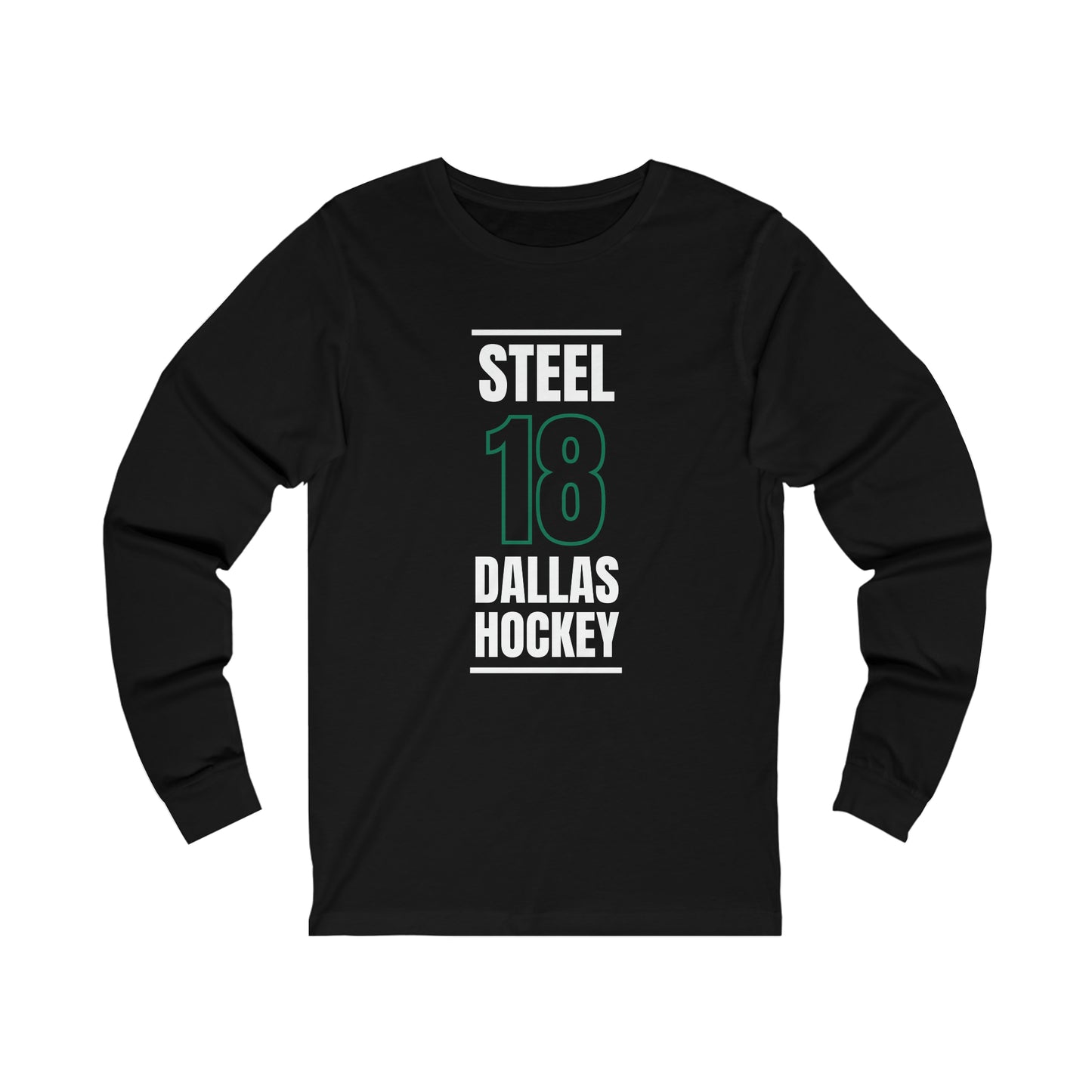 Steel 18 Dallas Hockey Black Vertical Design Unisex Jersey Long Sleeve Shirt