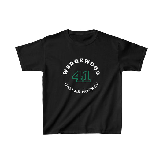 Wedgewood 41 Dallas Hockey Number Arch Design Kids Tee