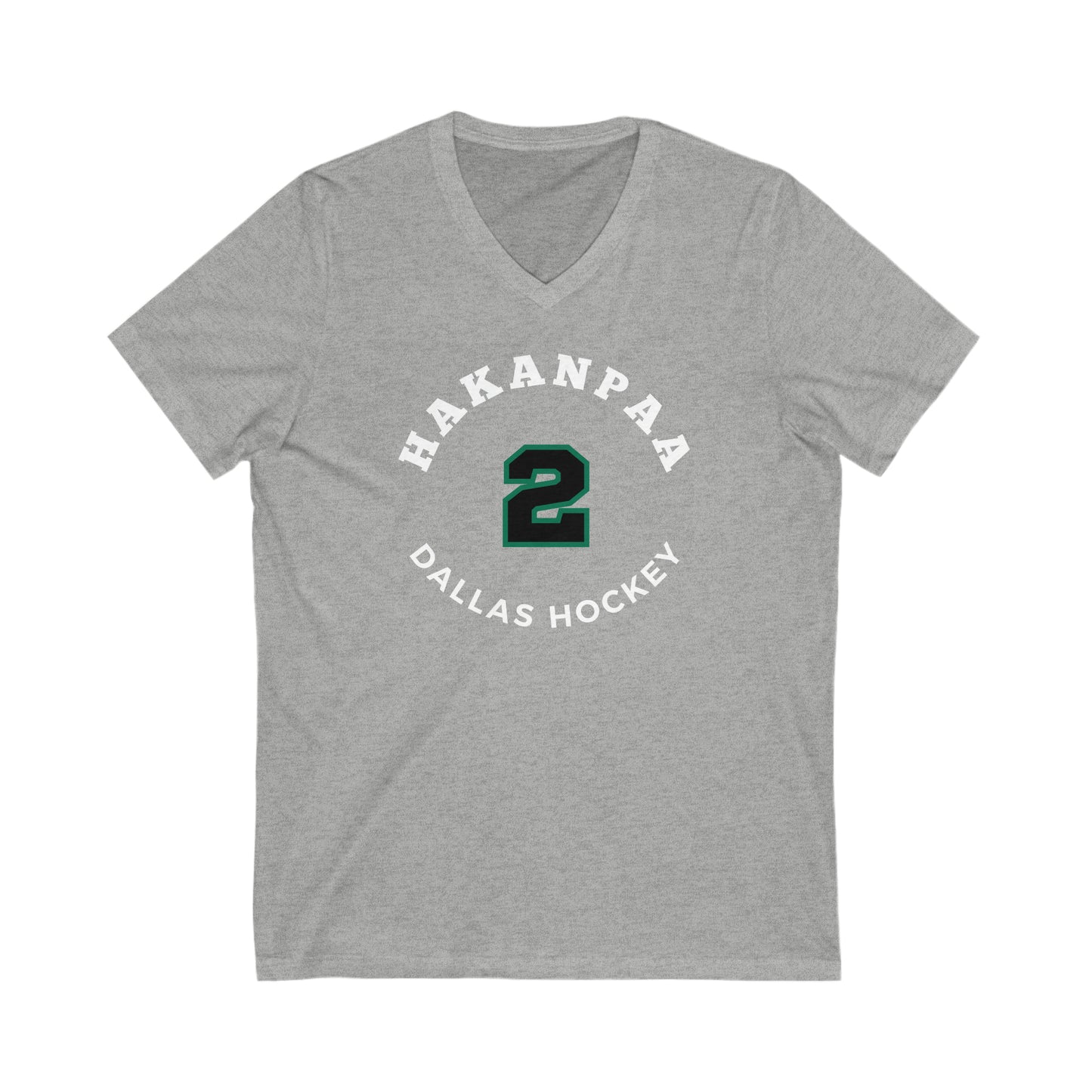 Hakanpaa 2 Dallas Hockey Number Arch Design Unisex V-Neck Tee