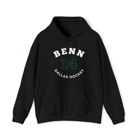 Benn 14 Dallas Hockey Number Arch Design Unisex Hooded Sweatshirt