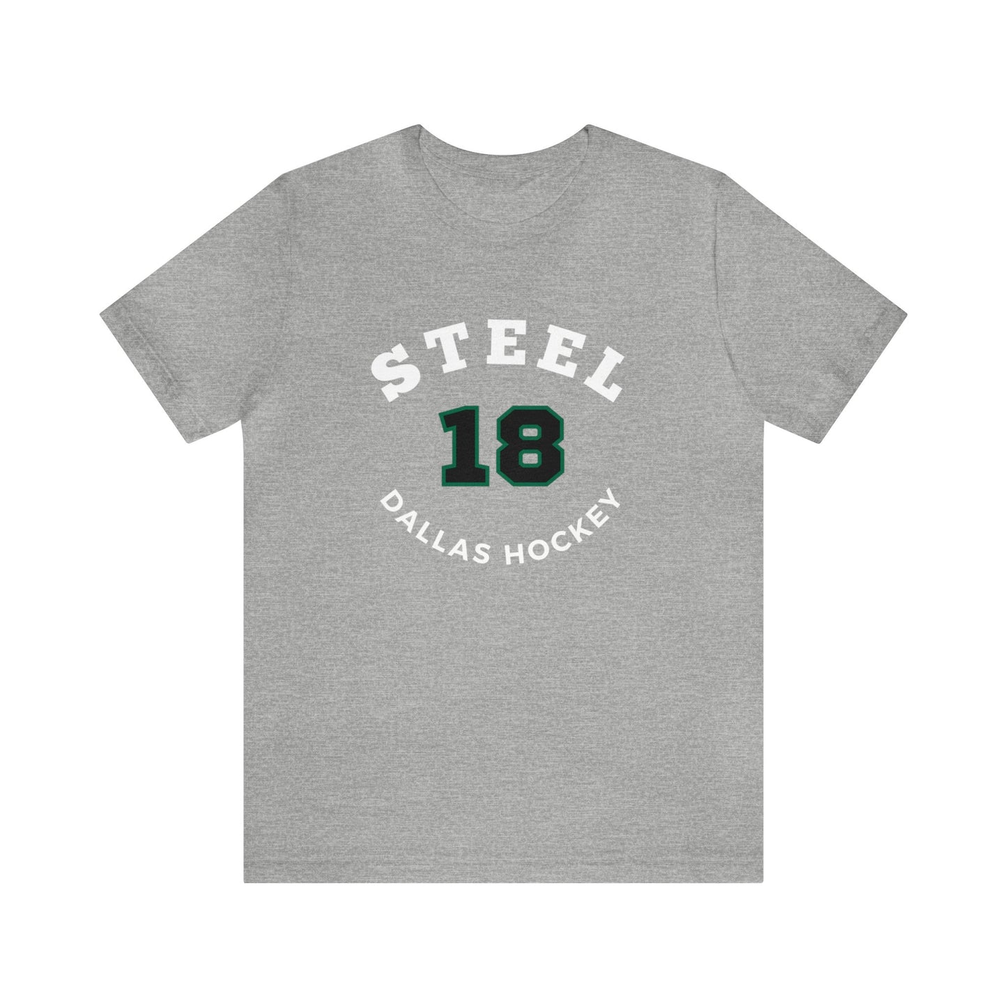 Steel 18 Dallas Hockey Number Arch Design Unisex T-Shirt