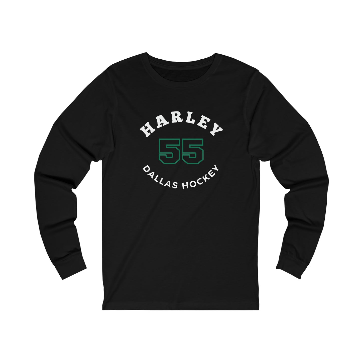 Harley 55 Dallas Hockey Number Arch Design Unisex Jersey Long Sleeve Shirt