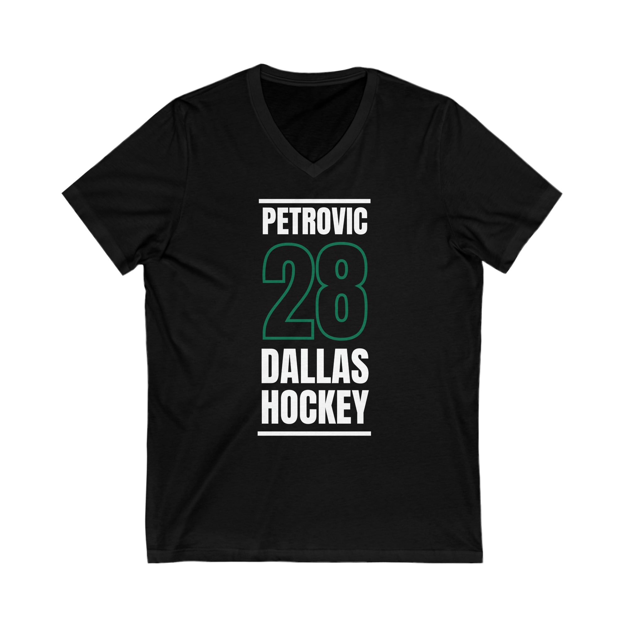 Petrovic 28 Dallas Hockey Black Vertical Design Unisex V-Neck Tee