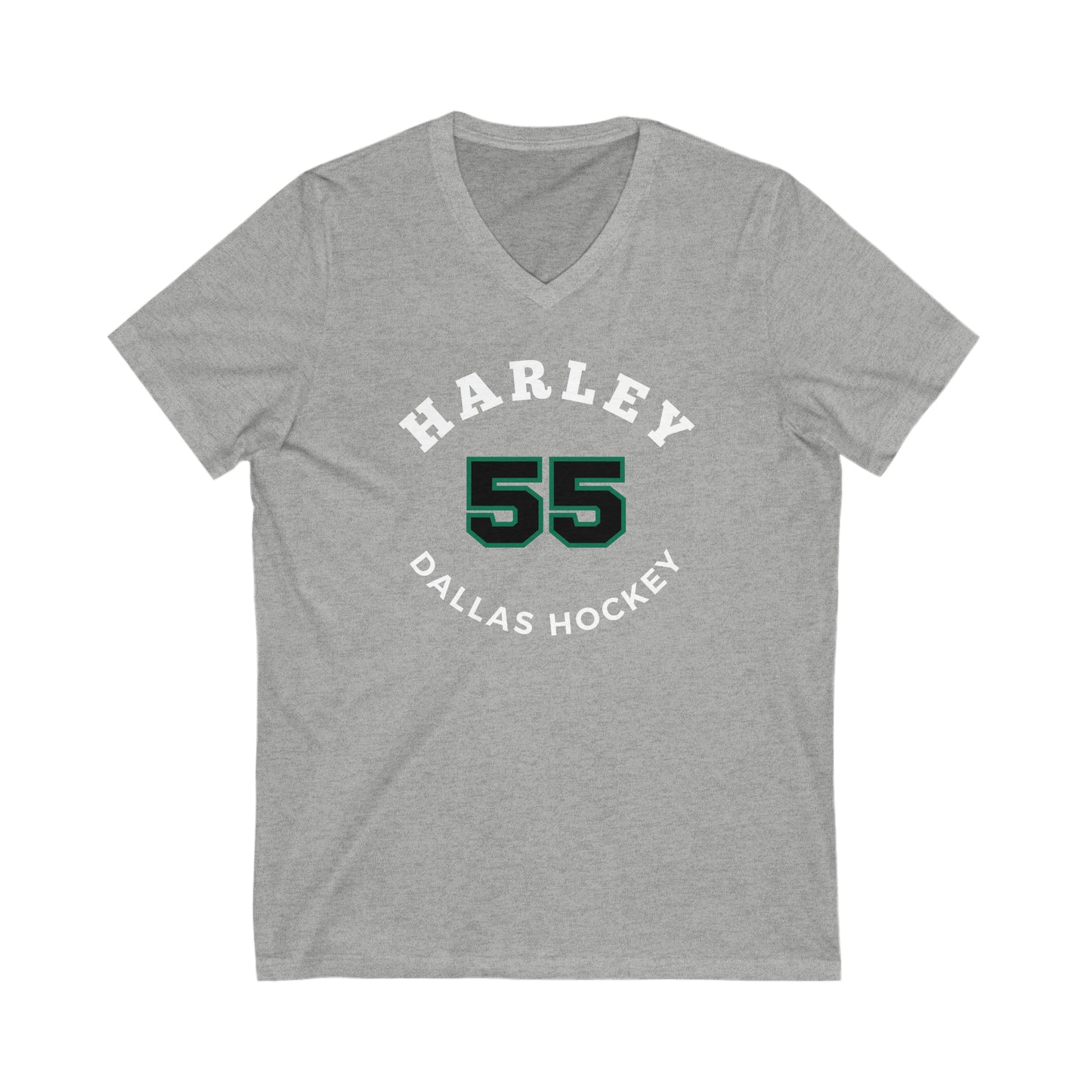 Harley 55 Dallas Hockey Number Arch Design Unisex V-Neck Tee