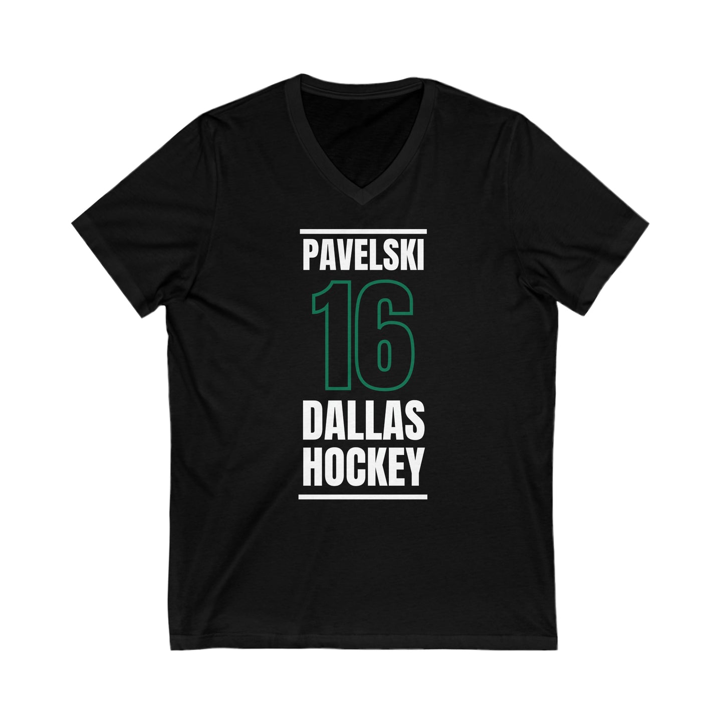 Pavelski 16 Dallas Hockey Black Vertical Design Unisex V-Neck Tee