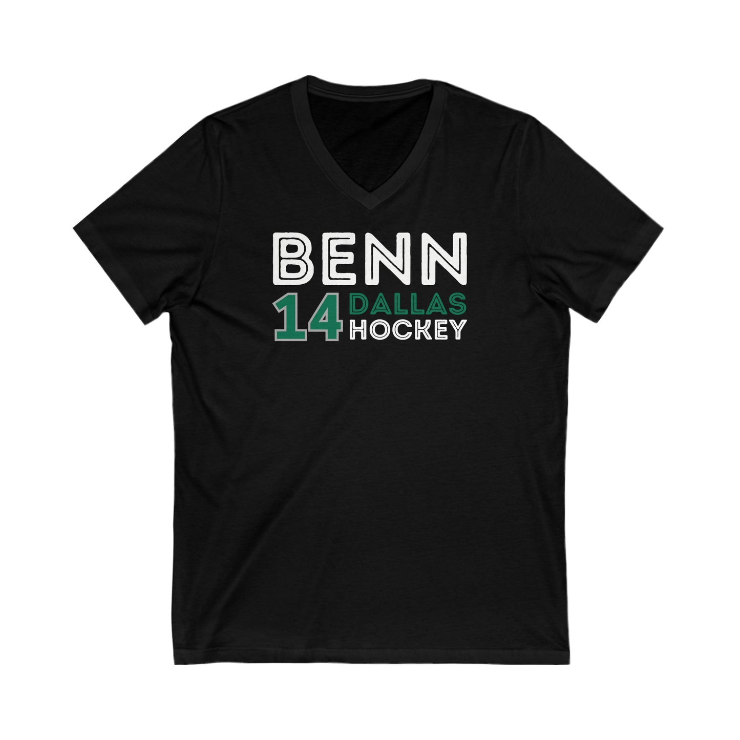 Benn 14 Dallas Hockey Grafitti Wall Design Unisex V-Neck Tee