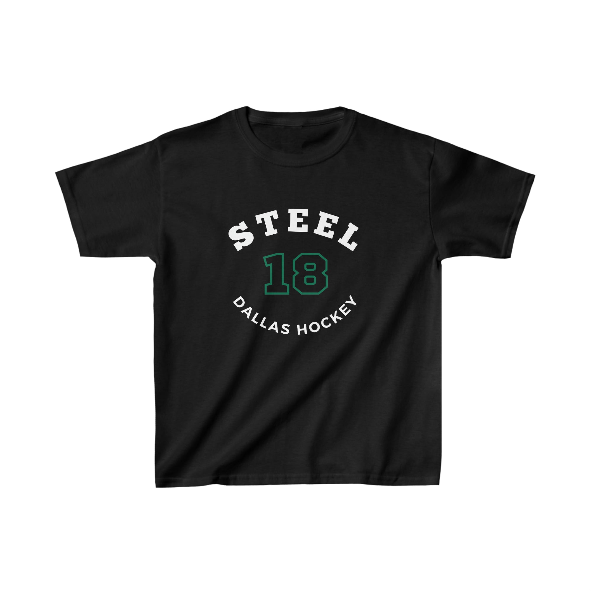 Steel 18 Dallas Hockey Number Arch Design Kids Tee