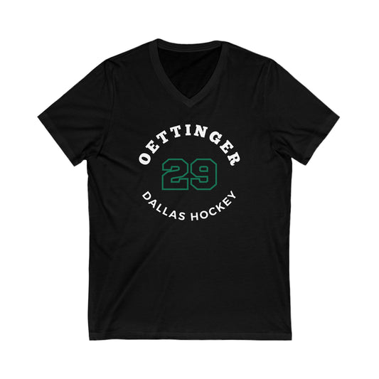 Oettinger 29 Dallas Hockey Number Arch Design Unisex V-Neck Tee