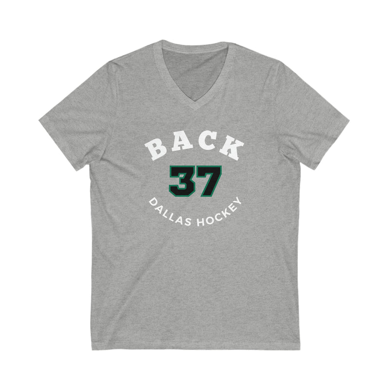 Back 37 Dallas Hockey Number Arch Design Unisex V-Neck Tee