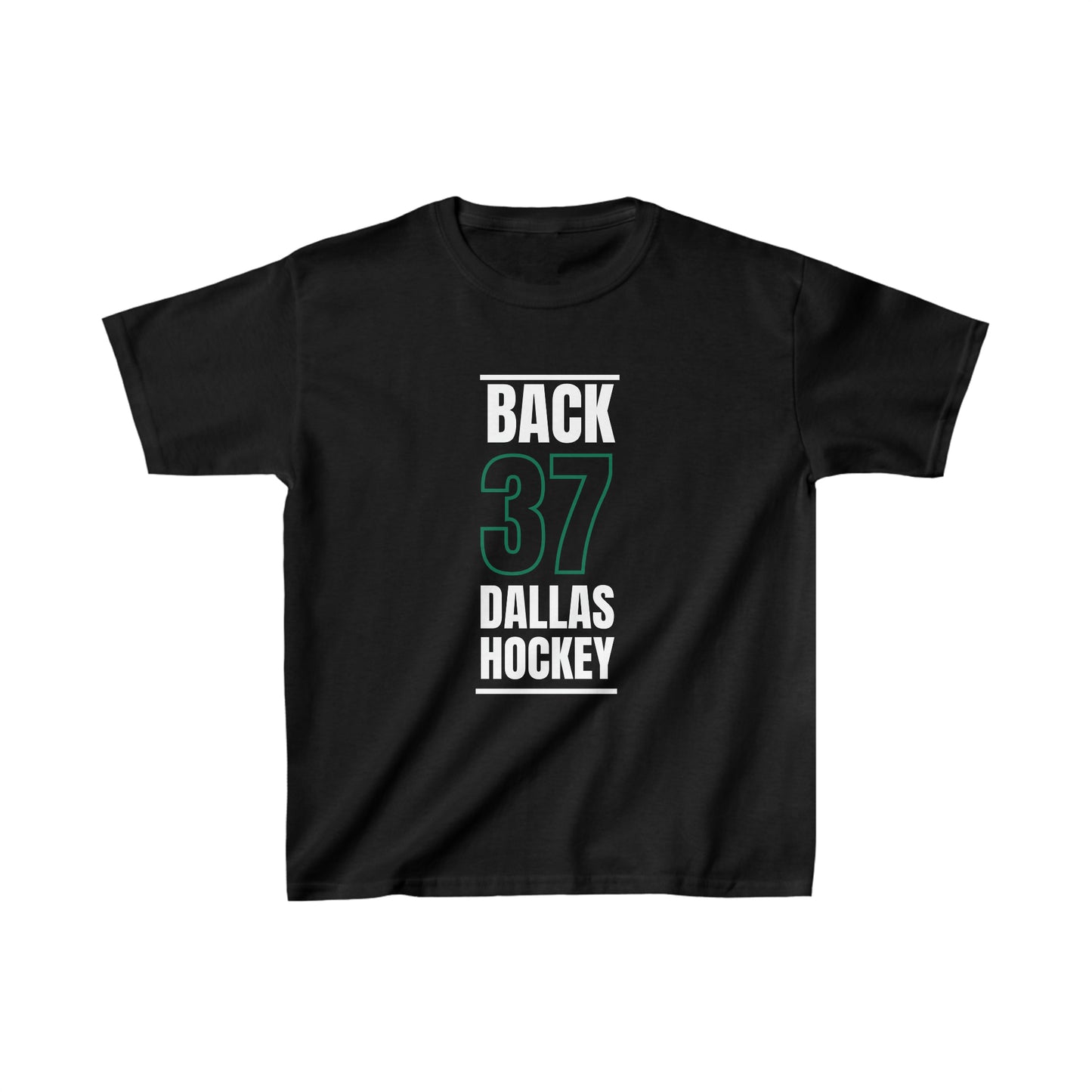 Back 37 Dallas Hockey Black Vertical Design Kids Tee