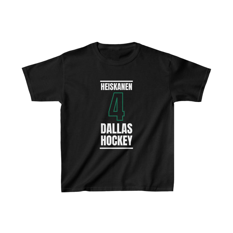 Heiskanen 4 Dallas Hockey Black Vertical Design Kids Tee