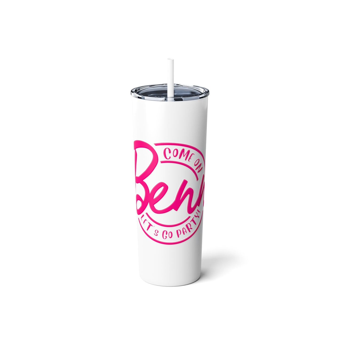 Benn Let's Go Party Skinny Steel Tumbler With Straw, 20oz