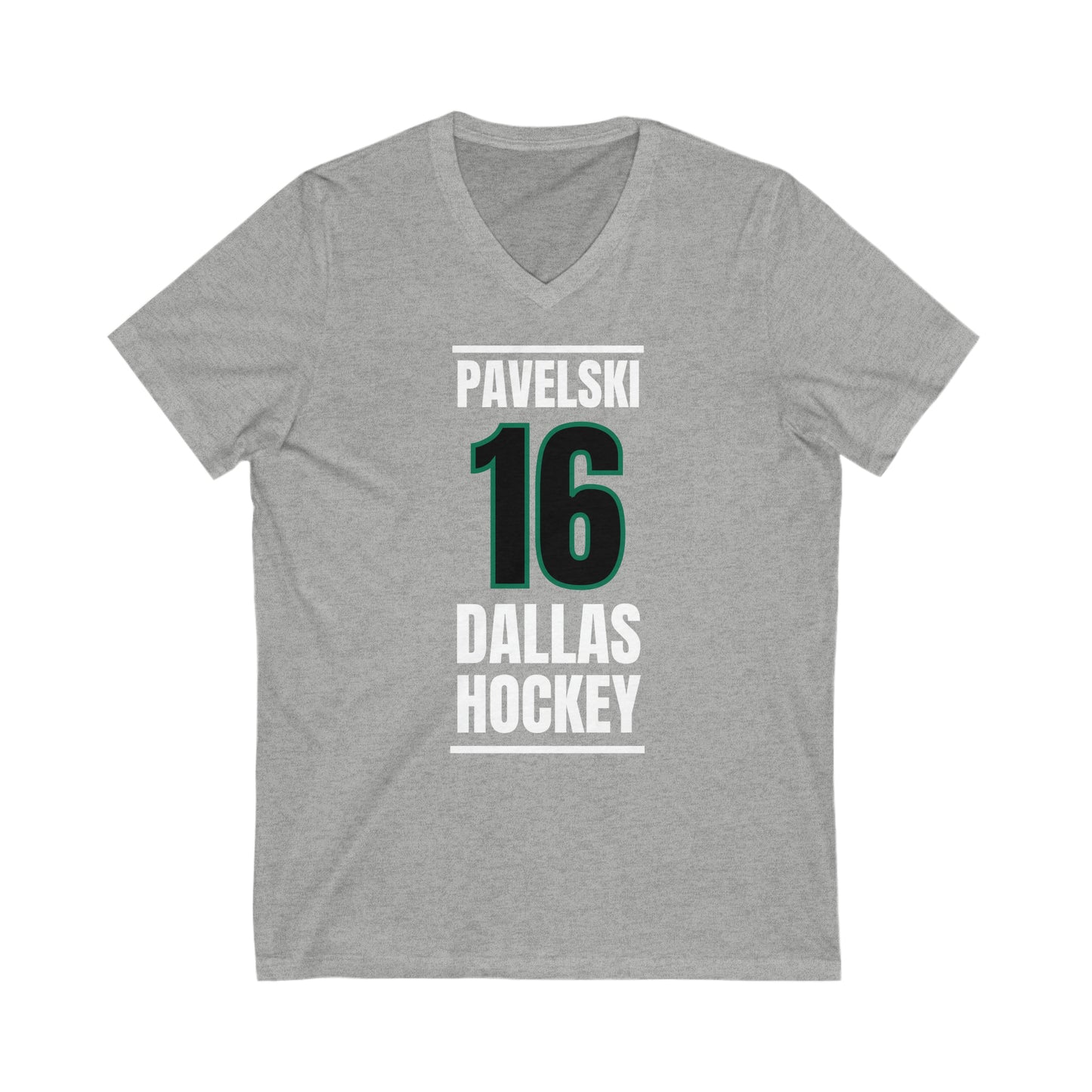 Pavelski 16 Dallas Hockey Black Vertical Design Unisex V-Neck Tee