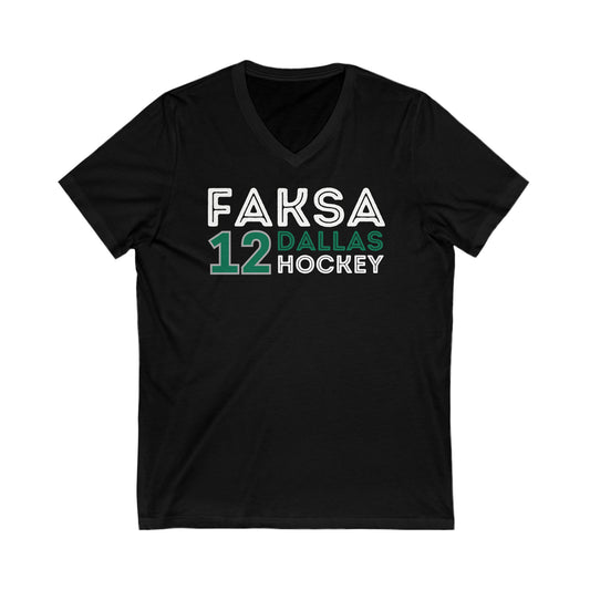 Faksa 12 Dallas Hockey Grafitti Wall Design Unisex V-Neck Tee