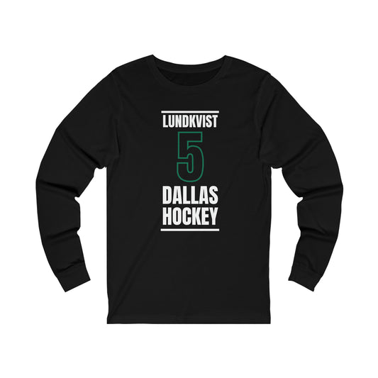 Lundkvist 5 Dallas Hockey Black Vertical Design Unisex Jersey Long Sleeve Shirt