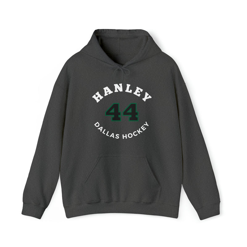 Hanley 44 Dallas Hockey Number Arch Design Unisex Hooded Sweatshirt