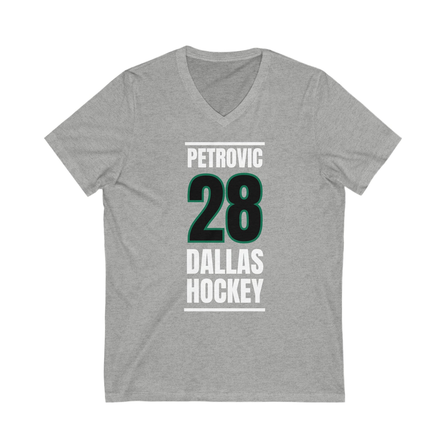 Petrovic 28 Dallas Hockey Black Vertical Design Unisex V-Neck Tee