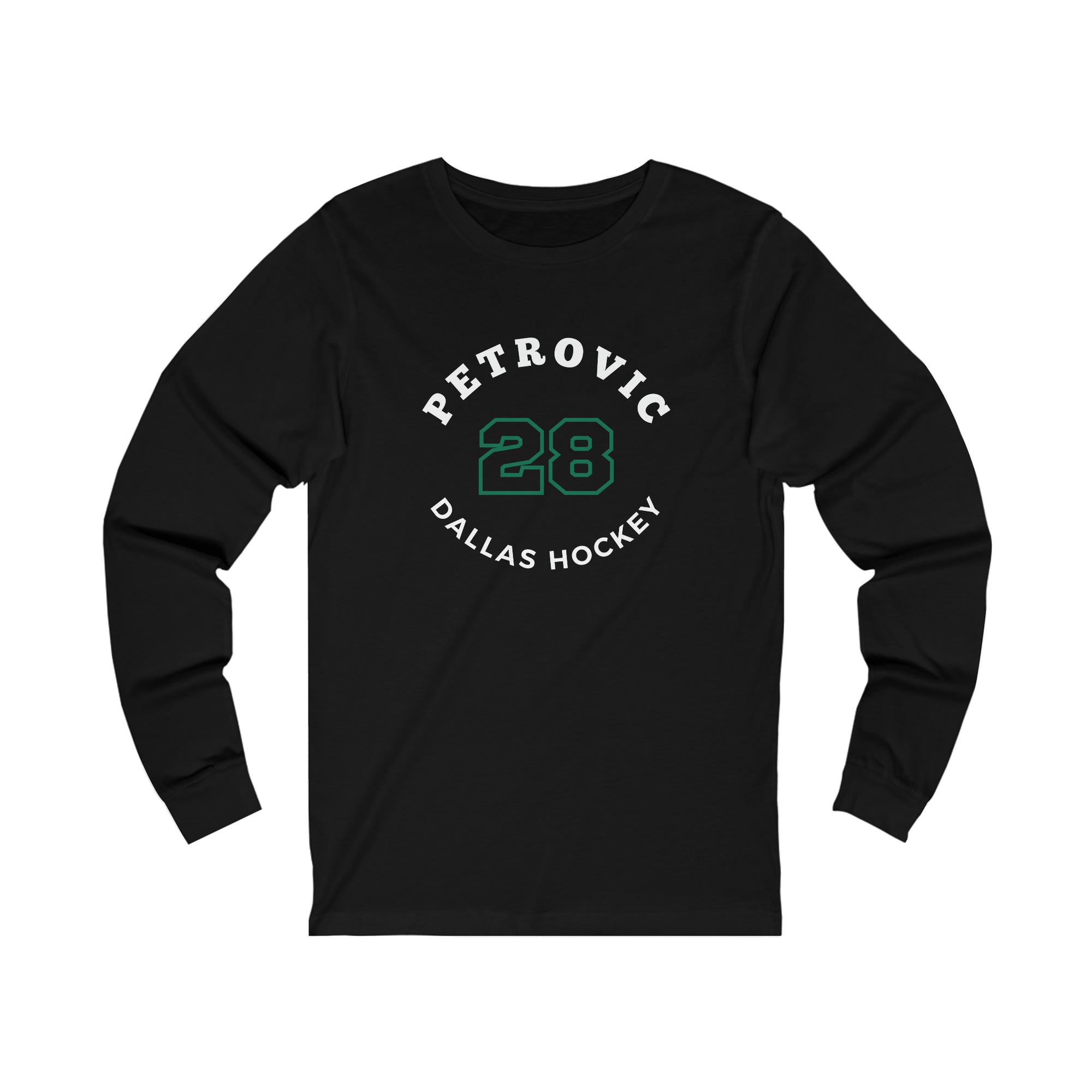 Petrovic 28 Dallas Hockey Number Arch Design Unisex Jersey Long Sleeve Shirt