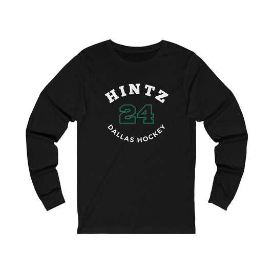 Hintz 24 Dallas Hockey Number Arch Design Unisex Jersey Long Sleeve Shirt