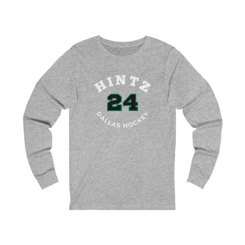 Hintz 24 Dallas Hockey Number Arch Design Unisex Jersey Long Sleeve Shirt