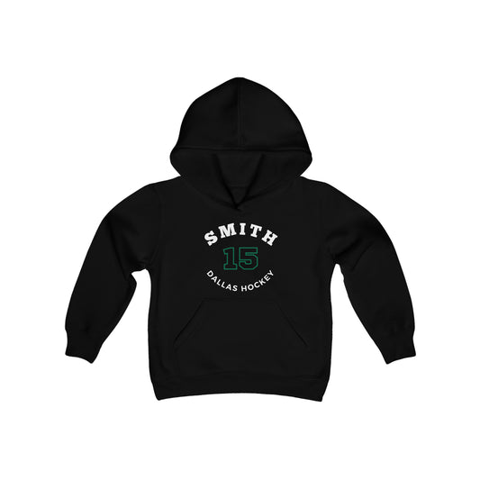 Smith 15 Dallas Hockey Number Arch Design Youth Hooded Sweatshirt