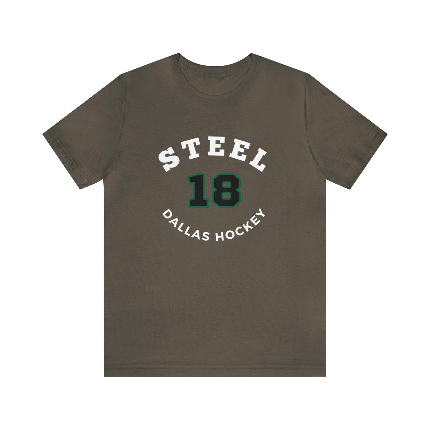 Steel 18 Dallas Hockey Number Arch Design Unisex T-Shirt