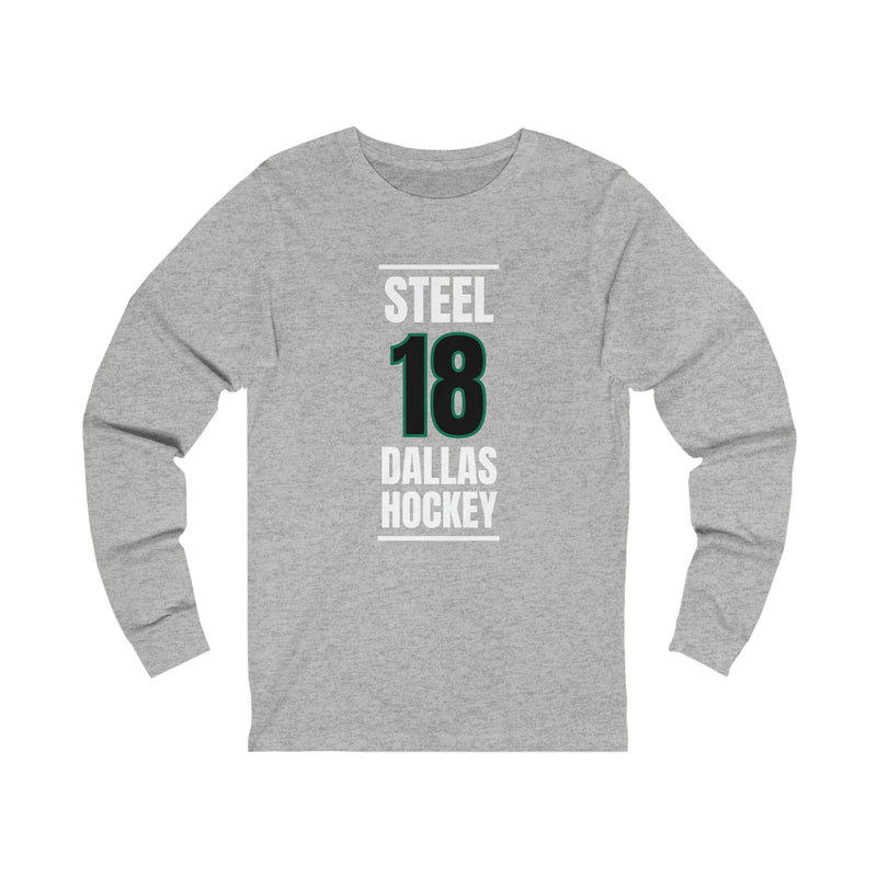 Steel 18 Dallas Hockey Black Vertical Design Unisex Jersey Long Sleeve Shirt
