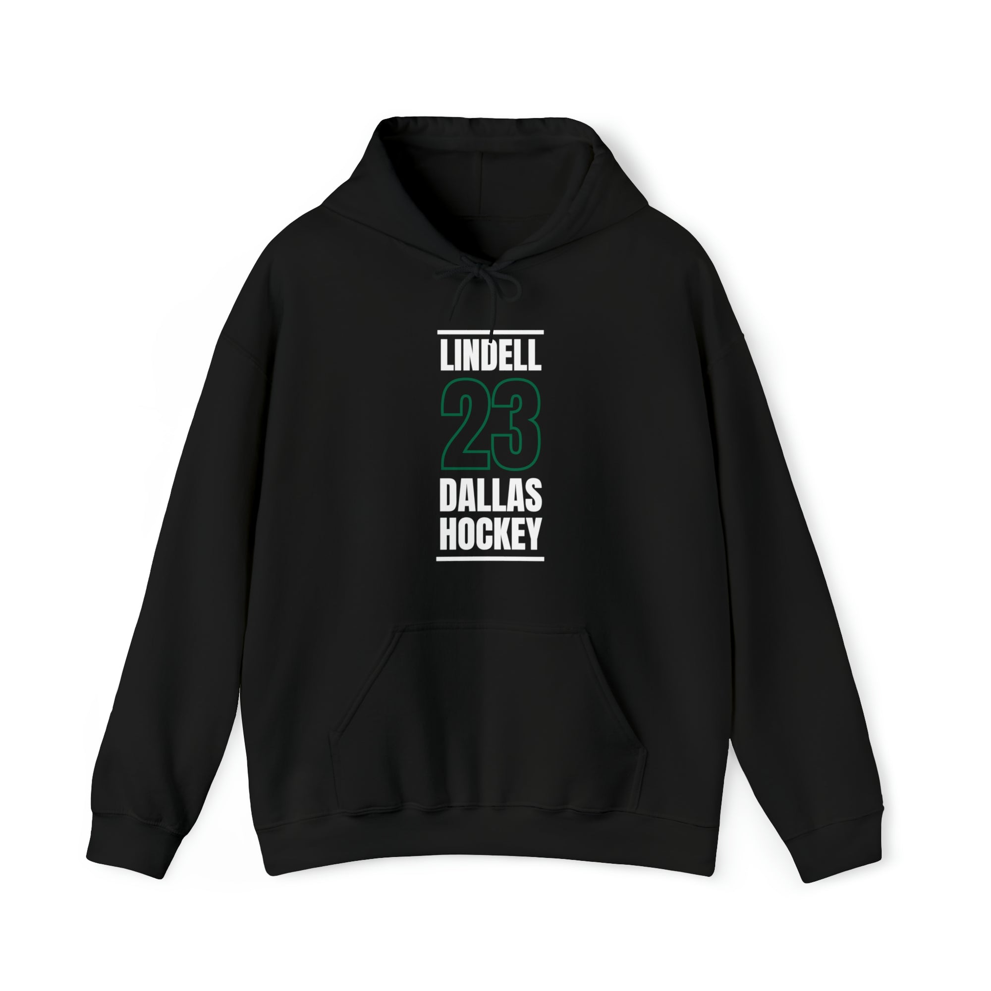 Lindell 23 Dallas Hockey Black Vertical Design Unisex Hooded Sweatshirt