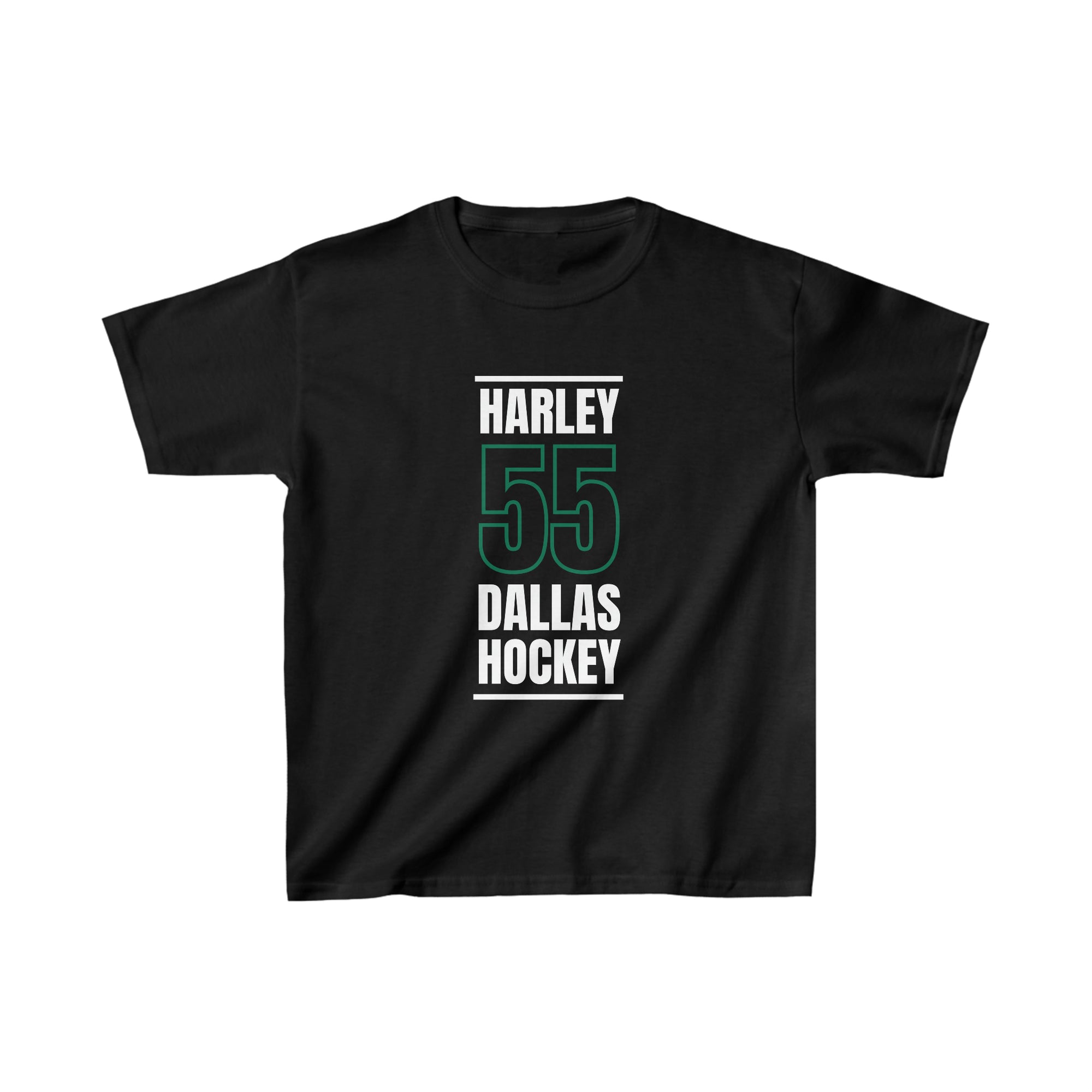 Harley 55 Dallas Hockey Black Vertical Design Kids Tee