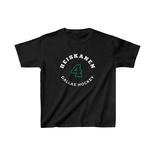 Heiskanen 4 Dallas Hockey Number Arch Design Kids Tee