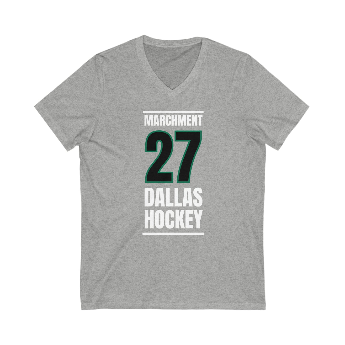 Marchment 27 Dallas Hockey Black Vertical Design Unisex V-Neck Tee