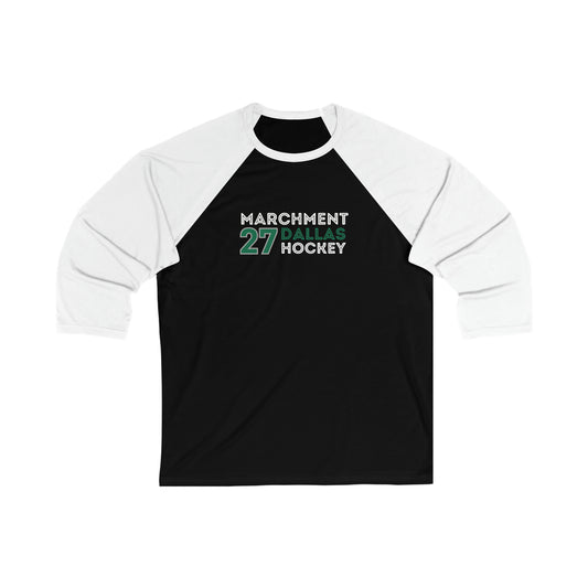 Marchment 27 Dallas Hockey Grafitti Wall Design Unisex Tri-Blend 3/4 Sleeve Raglan Baseball Shirt