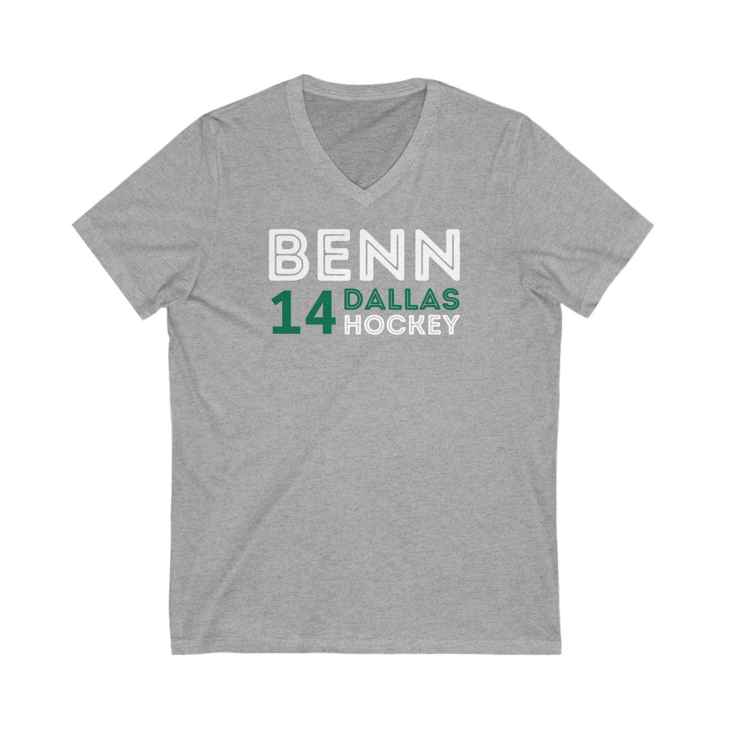 Benn 14 Dallas Hockey Grafitti Wall Design Unisex V-Neck Tee