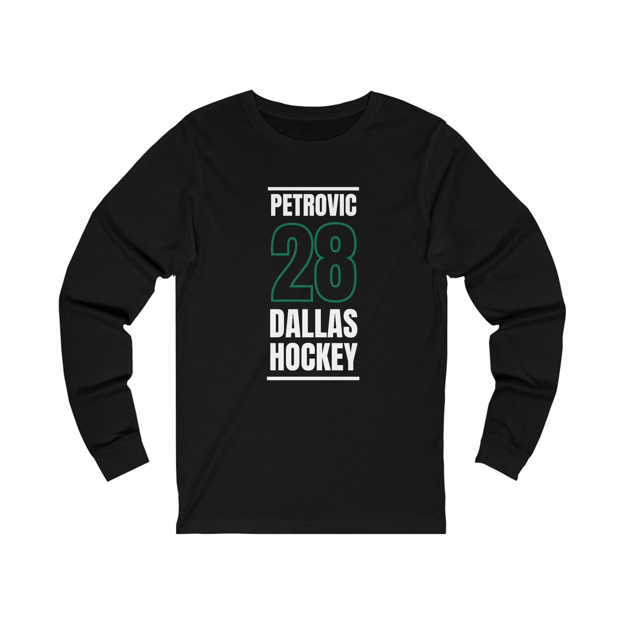 Petrovic 28 Dallas Hockey Black Vertical Design Unisex Jersey Long Sleeve Shirt
