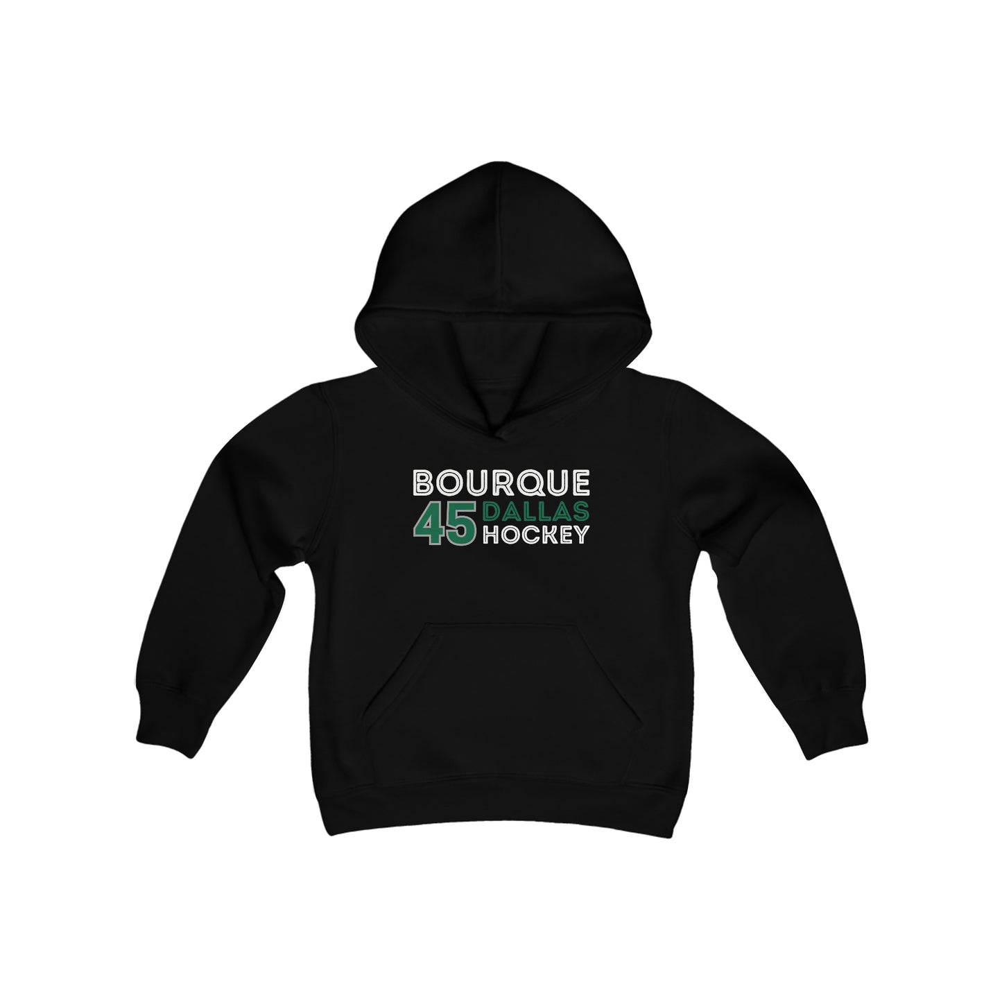 Bourque 45 Dallas Hockey Grafitti Wall Design Youth Hooded Sweatshirt