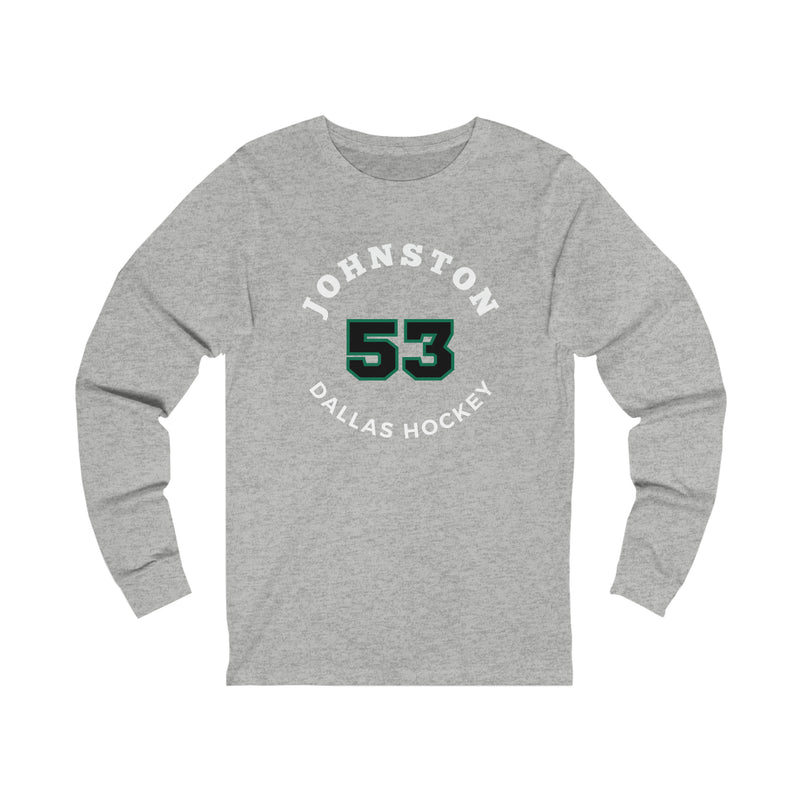 Johnston 53 Dallas Hockey Number Arch Design Unisex Jersey Long Sleeve Shirt