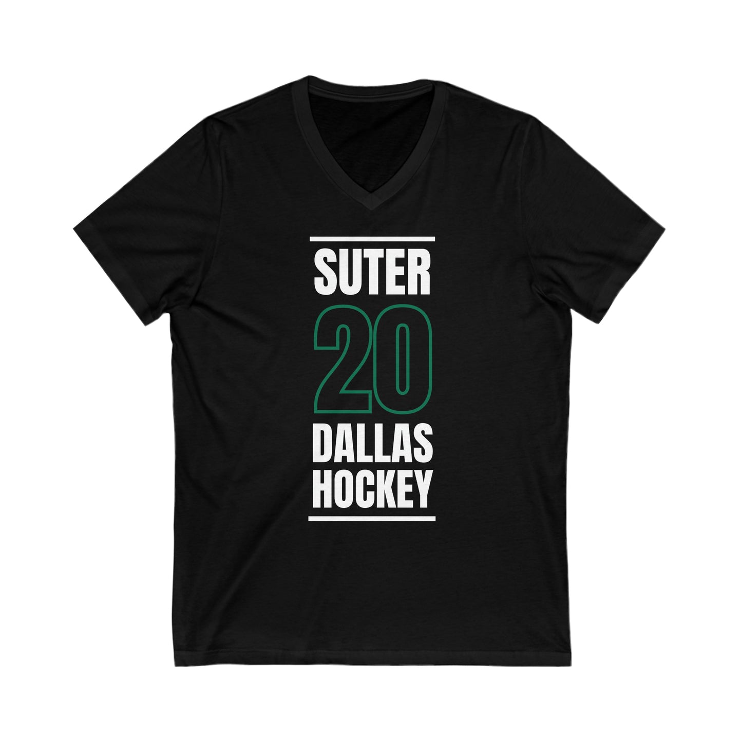 Suter 20 Dallas Hockey Black Vertical Design Unisex V-Neck Tee