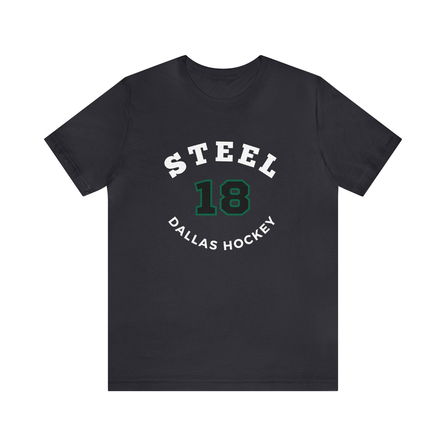 Steel 18 Dallas Hockey Number Arch Design Unisex T-Shirt