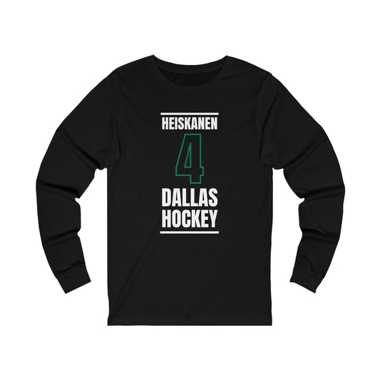 Heiskanen 4 Dallas Hockey Black Vertical Design Unisex Jersey Long Sleeve Shirt