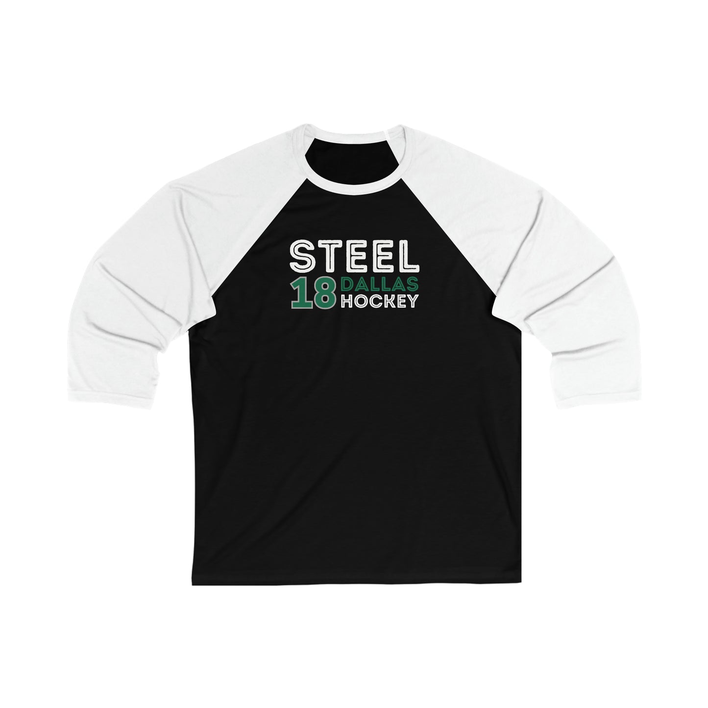 Steel 18 Dallas Hockey Grafitti Wall Design Unisex Tri-Blend 3/4 Sleeve Raglan Baseball Shirt